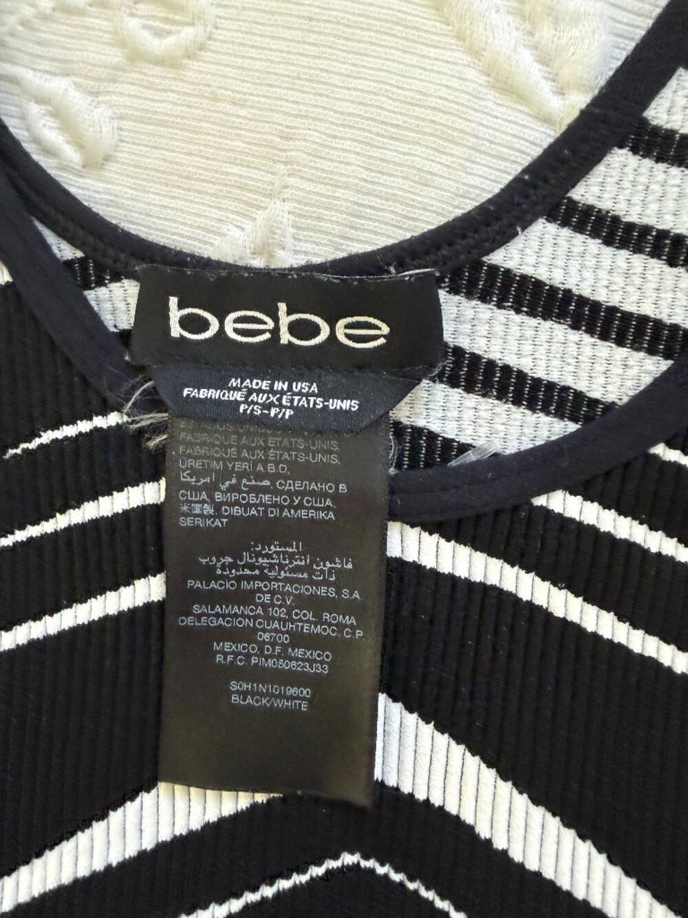 Bebe Black White Striped Cutout Bodycon Mini Dress Size S - Picture 2 of 5